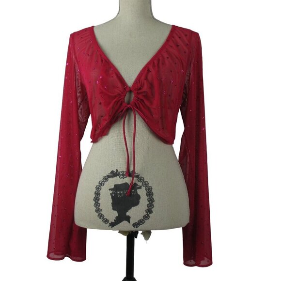 Savage X Fenty Gift Me More Sleep Top Sheer Red Violet 2X - Picture 2 of 9